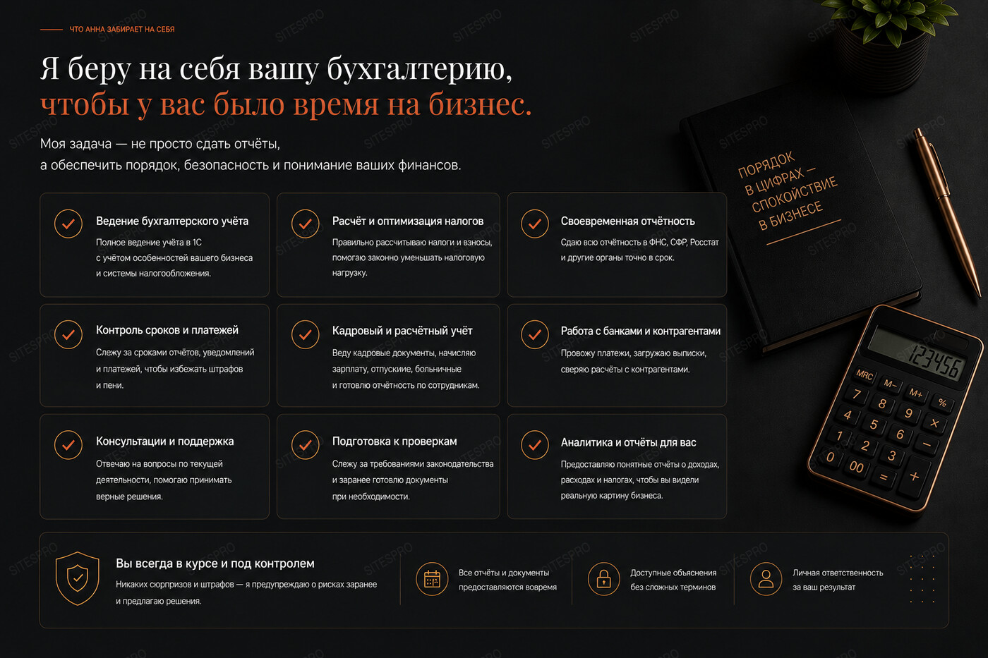 Готовый продающий сайт для бухгалтера-фрилансера — версия для ПК, экран 9
