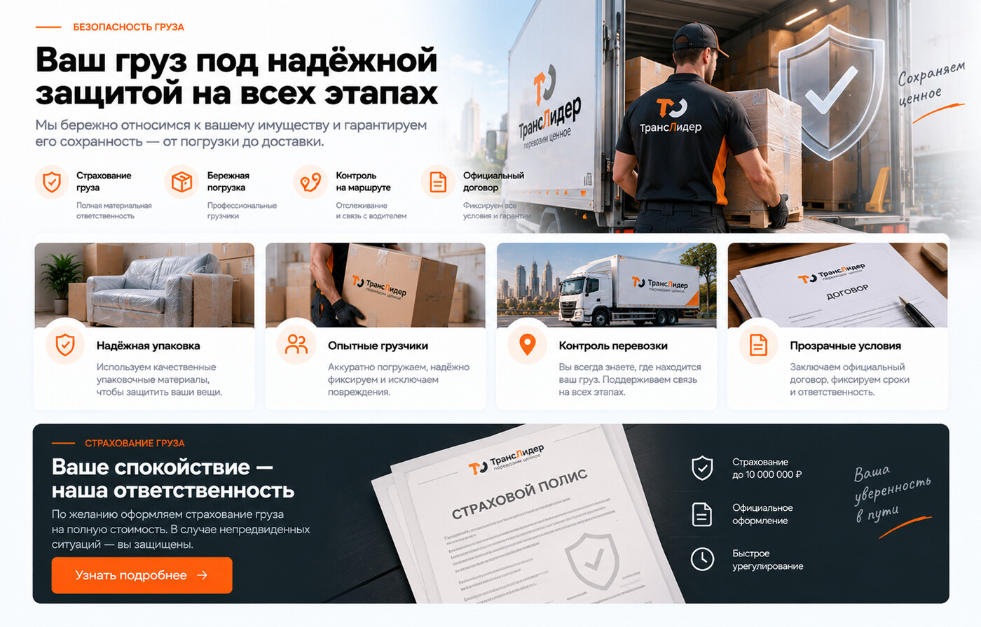 Готовый сайт транспортной компании — версия для ПК, экран 7