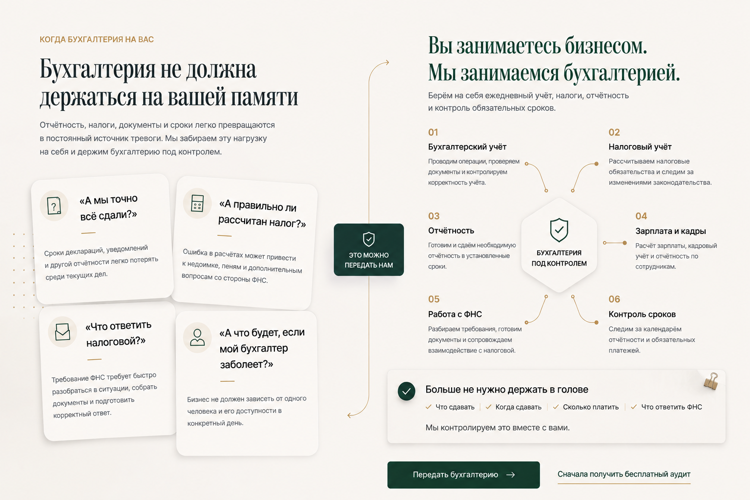 Бухгалтерские услуги — версия для ПК, экран 2