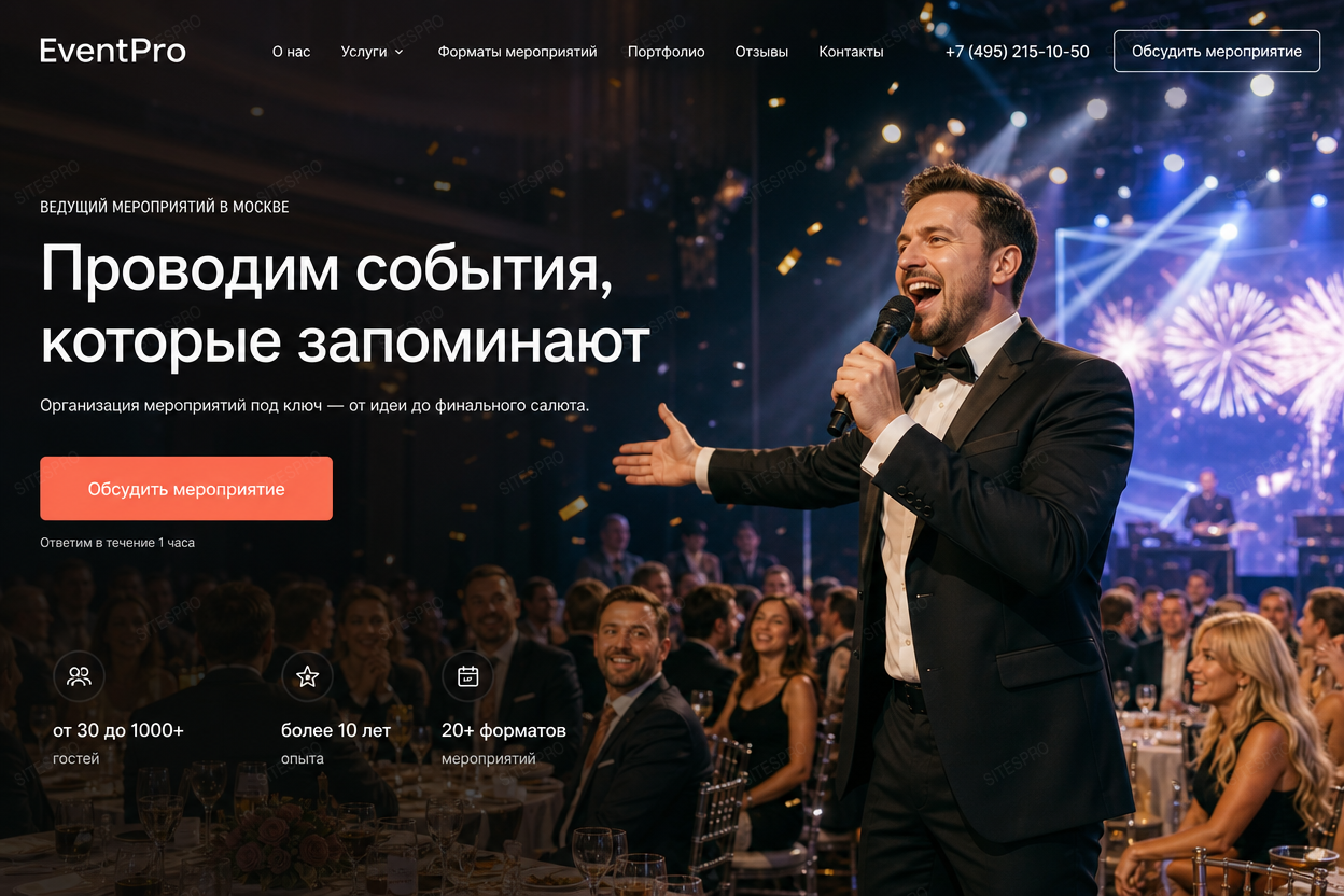 Ведущий мероприятий — версия для ПК, экран 1