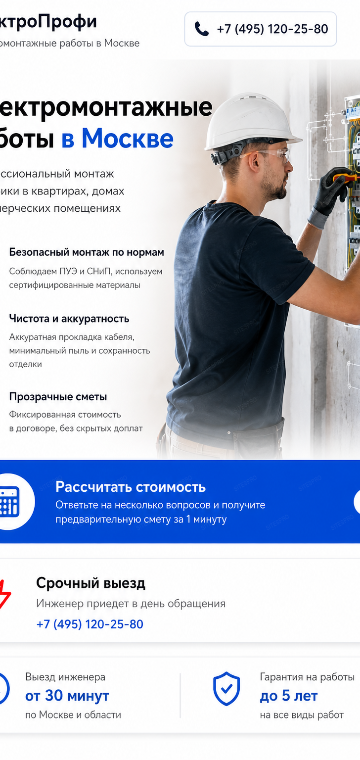 Электромонтажные работы — версия для телефона, экран 1