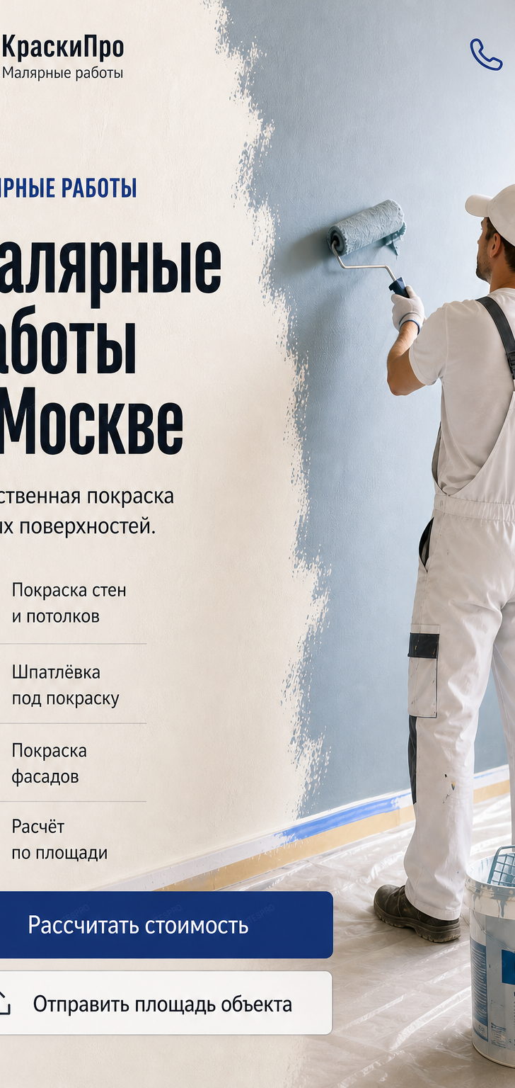 Готовый сайт по малярным работам — мобильная версия