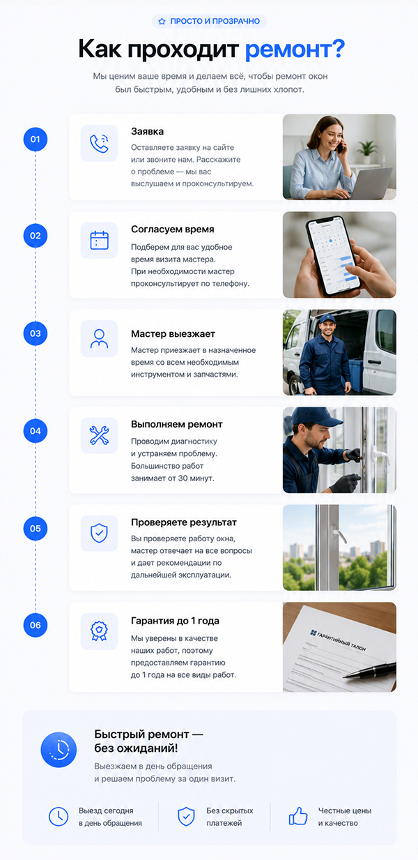 Готовый сайт для ремонта окон — версия для телефона, экран 5